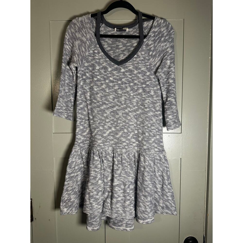 Anthropologie Saturday Sunday Anka Drop Waist Dress Cutout Shoulder Gray XS